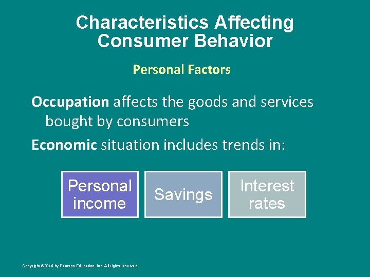 Characteristics Affecting Consumer Behavior Personal Factors Occupation affects the goods and services bought by