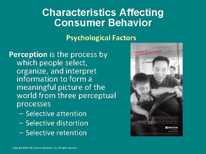 Characteristics Affecting Consumer Behavior Psychological Factors Perception is the process by which people select,