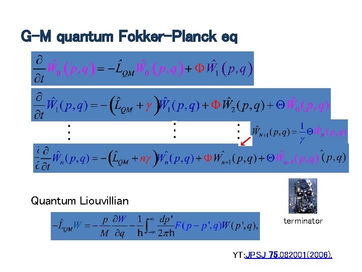 G-M quantum Fokker-Planck eq Quantum Liouvillian terminator YT: JPSJ 75, 082001(2006). 