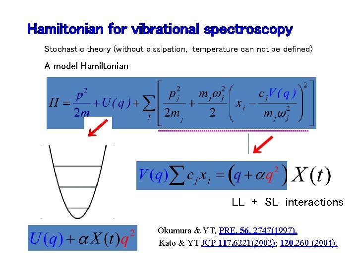 Hamiltonian for vibrational spectroscopy Stochastic theory (without dissipation, temperature can not be defined) A