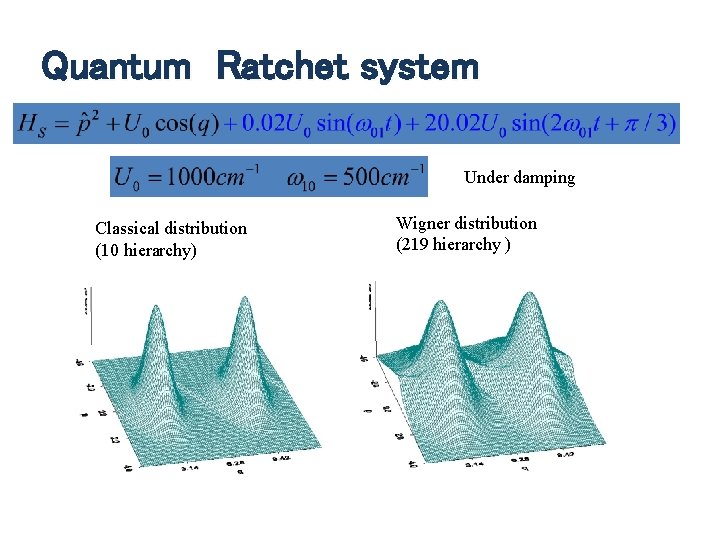 Quantum Ratchet system Under damping Classical distribution (10 hierarchy) Wigner distribution (219 hierarchy )