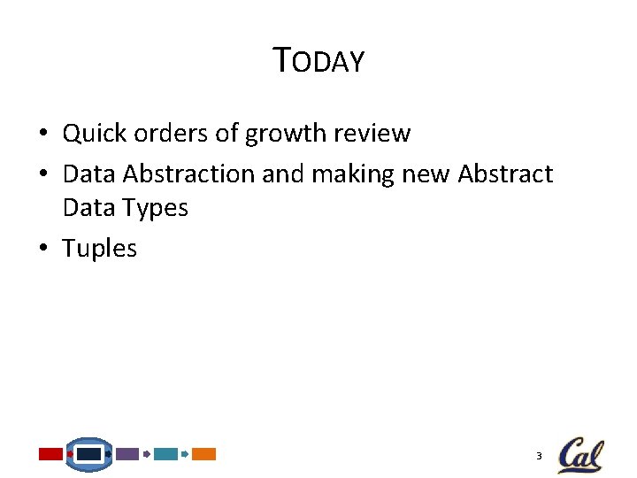 TODAY • Quick orders of growth review • Data Abstraction and making new Abstract TODAY • Quick orders of growth review • Data Abstraction and making new Abstract