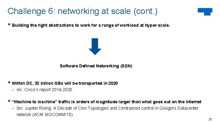 Challenge 6: networking at scale (cont. ) § Building the right abstractions to work