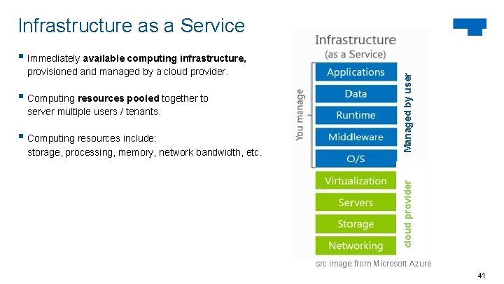 Infrastructure as a Service § Computing resources pooled together to server multiple users /