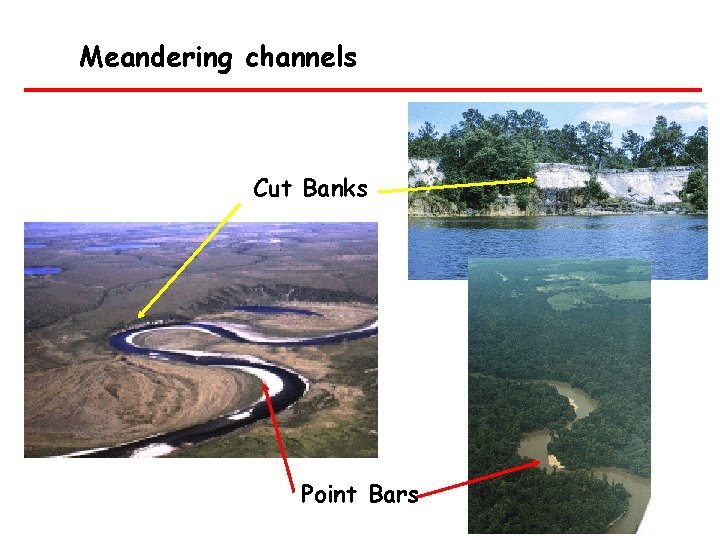 Meandering channels Cut Banks Point Bars 
