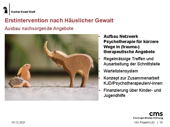 Kanton Basel-Stadt Erstintervention nach Häuslicher Gewalt Ausbau nachsorgende Angebote • Aufbau Netzwerk Psychotherapie für