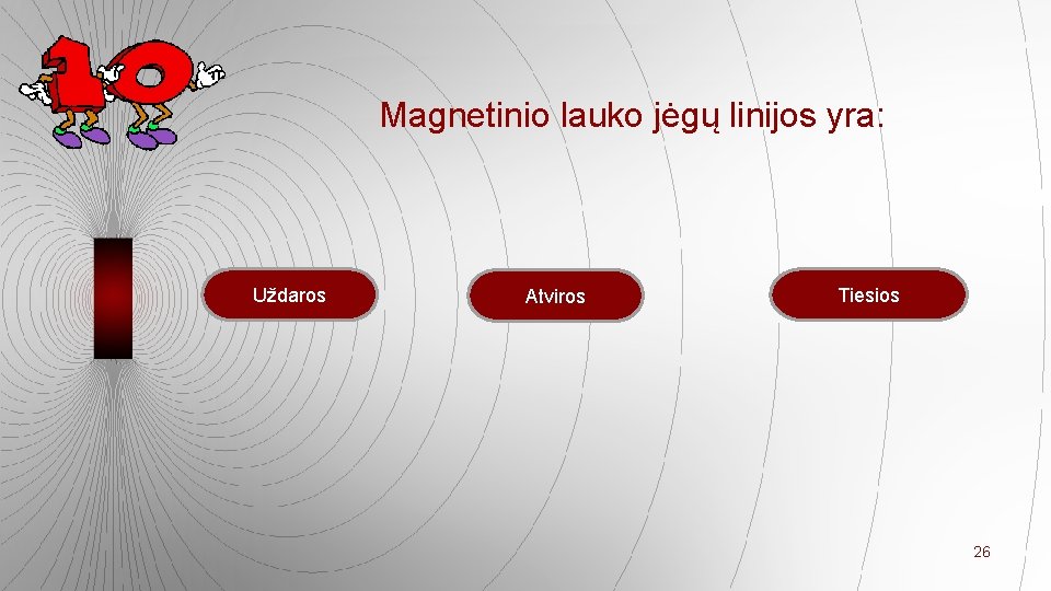 Magnetinio lauko jėgų linijos yra: Uždaros Atviros Tiesios 26 