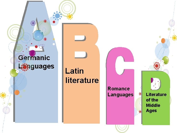 Germanic Languages Latin literature Romance Languages Literature of the Middle Ages 