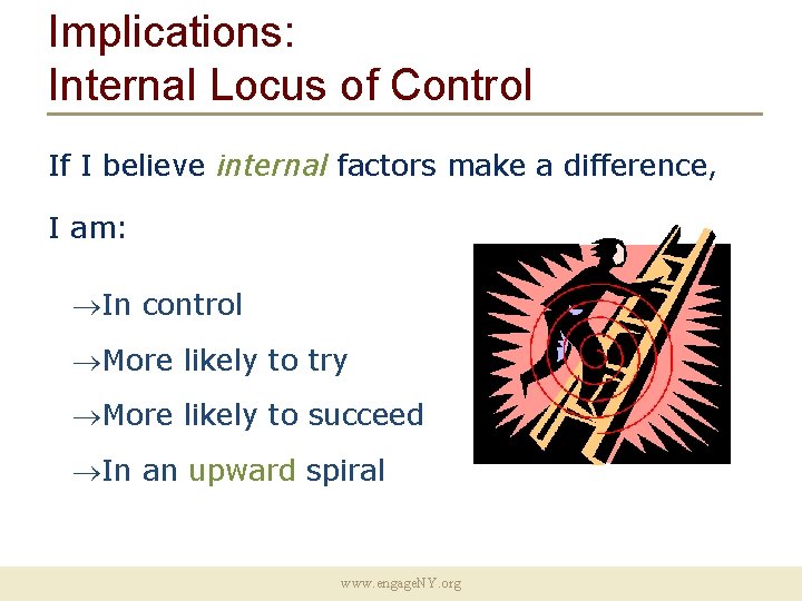 Implications: Internal Locus of Control If I believe internal factors make a difference, I