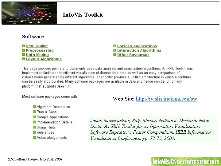 Info. Vis Toolkit Web Site: http: //iv. slis. indiana. edu/sw Jason Baumgartner, Katy Börner,