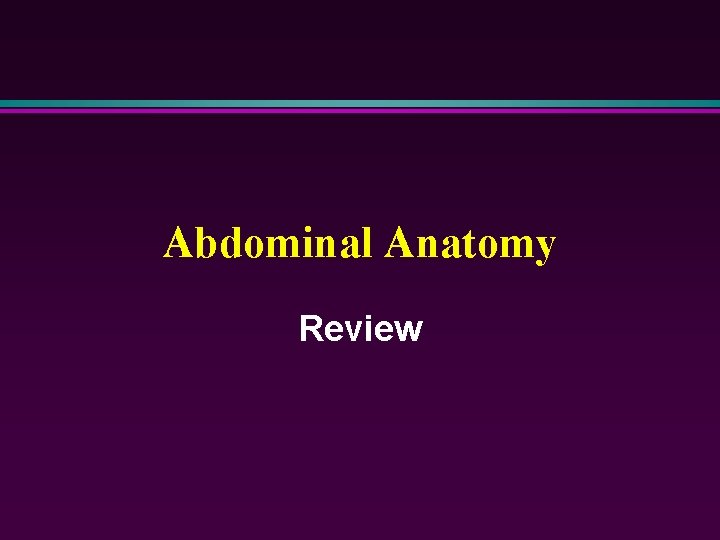 Abdominal Anatomy Review 