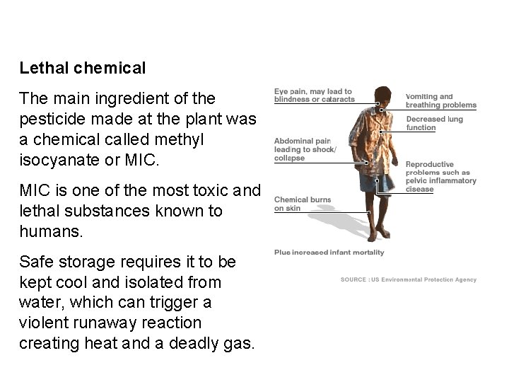 Lethal chemical The main ingredient of the pesticide made at the plant was a