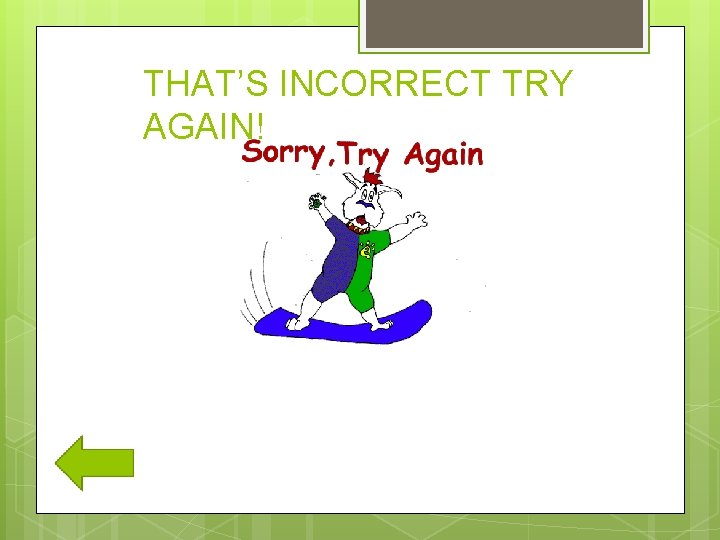 THAT’S INCORRECT TRY AGAIN! 