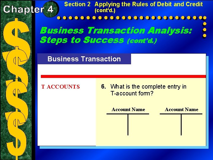 Section 2 Applying the Rules of Debit and Credit (cont'd. ) Business Transaction Analysis: