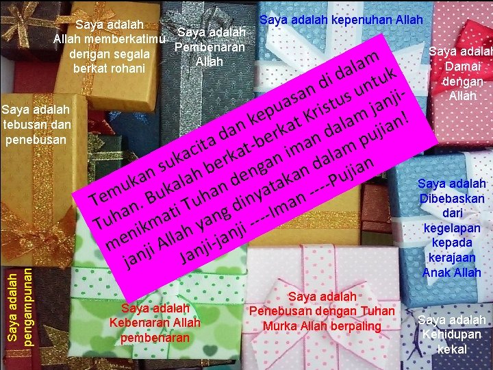 Saya adalah Allah memberkatimu Pembenaran dengan segala Allah berkat rohani Saya adalah pengampunan Saya