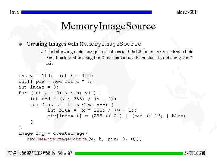 Java More-GUI Memory. Image. Source Creating Images with Memory. Image. Source The following code Java More-GUI Memory. Image. Source Creating Images with Memory. Image. Source The following code
