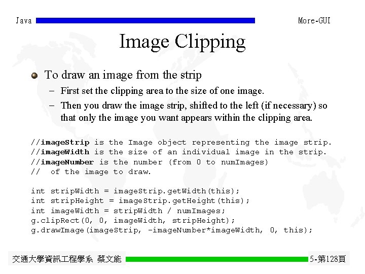 Java More-GUI Image Clipping To draw an image from the strip - First set Java More-GUI Image Clipping To draw an image from the strip - First set