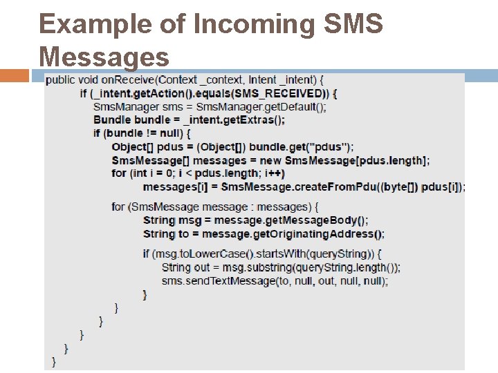 Example of Incoming SMS Messages 