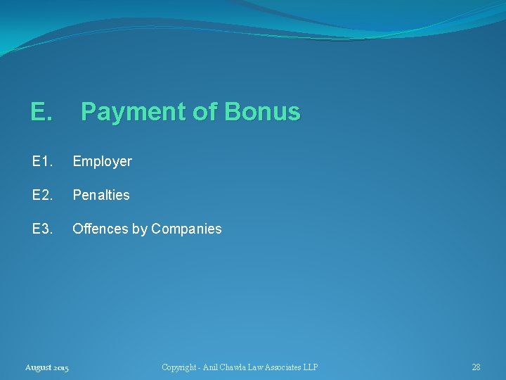 E. Payment of Bonus E 1. Employer E 2. Penalties E 3. Offences by