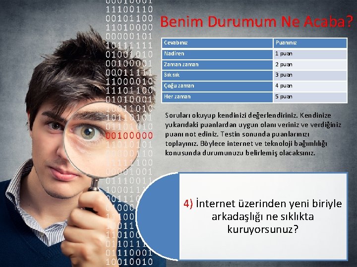 Benim Durumum Ne Acaba? Cevabınız Puanınız Nadiren 1 puan Zaman zaman 2 puan Sık