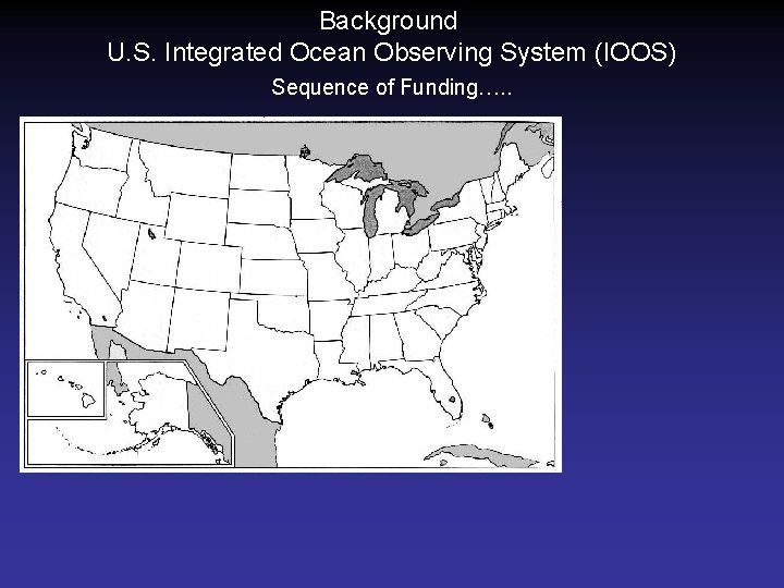 Background U. S. Integrated Ocean Observing System (IOOS) Sequence of Funding…. . 
