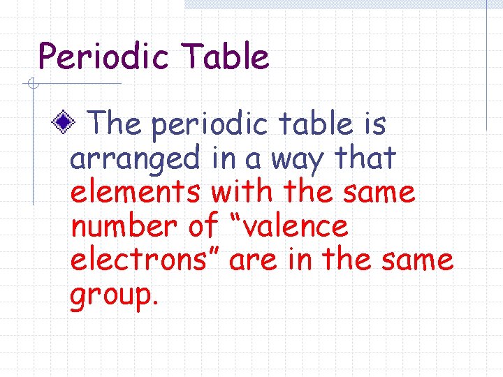 Periodic Table The periodic table is arranged in a way that elements with the