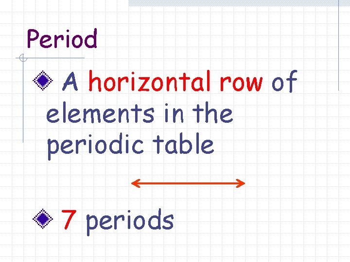 Period A horizontal row of elements in the periodic table 7 periods 