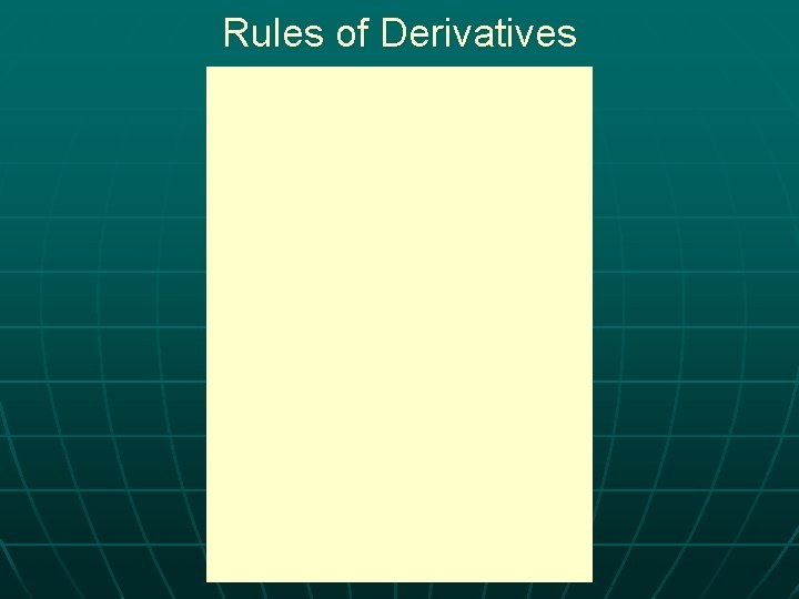 Rules of Derivatives 