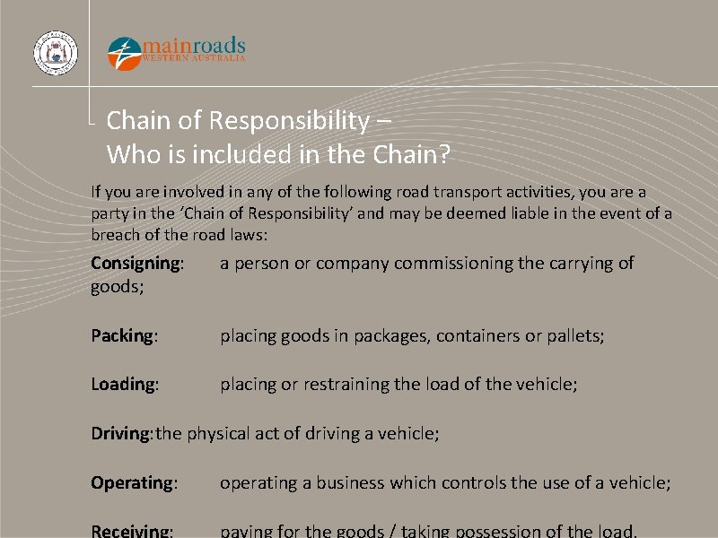Chain of Responsibility – Who is included in the Chain? If you are involved
