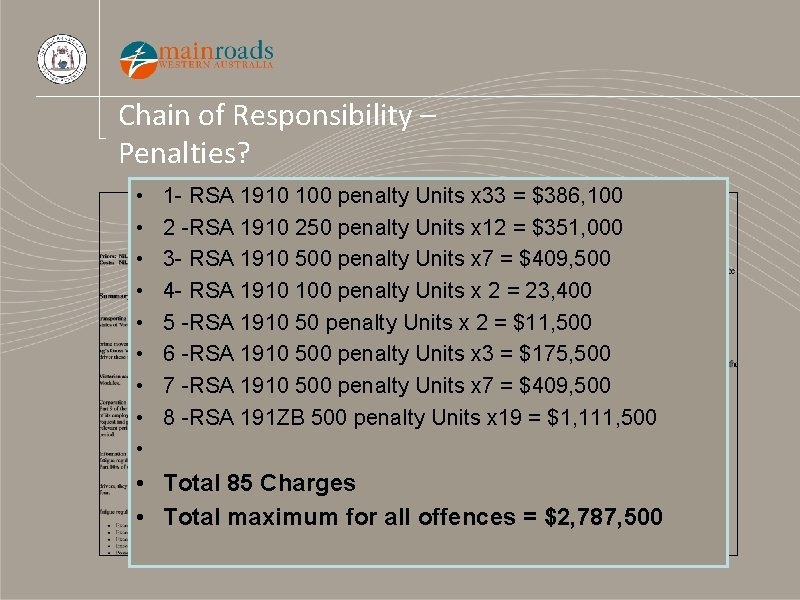 Chain of Responsibility – Penalties? • • • 1 - RSA 1910 100 penalty