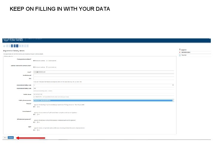 KEEP ON FILLING IN WITH YOUR DATA 