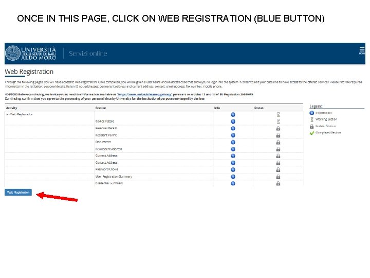 ONCE IN THIS PAGE, CLICK ON WEB REGISTRATION (BLUE BUTTON) 