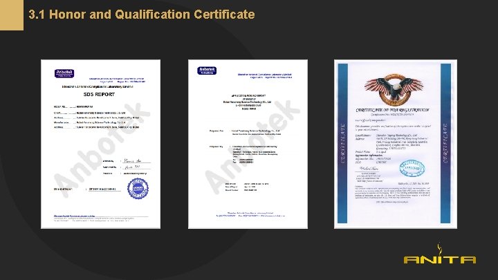 3. 1 Honor and Qualification Certificate 