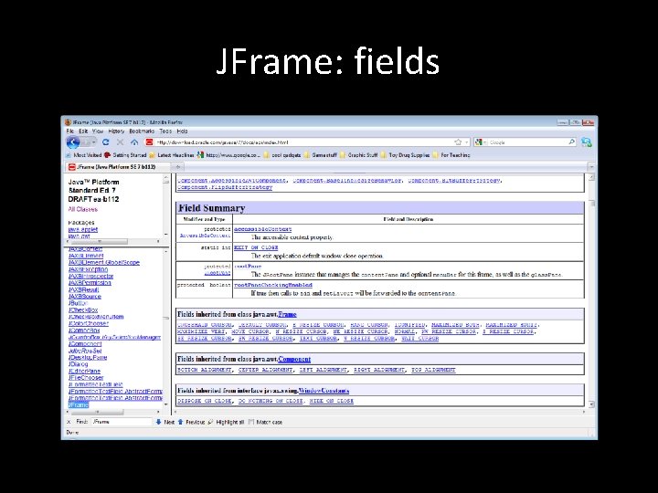 JFrame: fields 