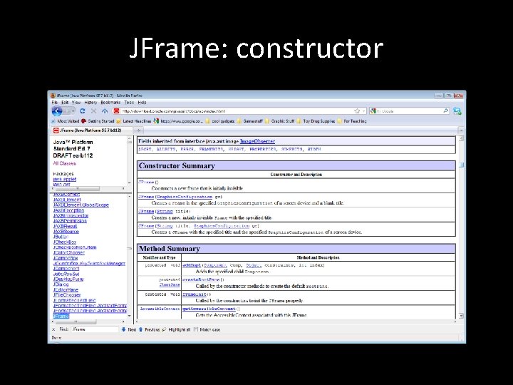 JFrame: constructor 