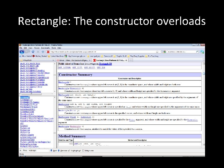 Rectangle: The constructor overloads 