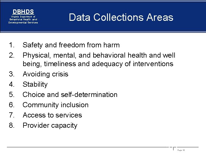 DBHDS Virginia Department of Behavioral Health and Developmental Services 1. 2. 3. 4. 5.