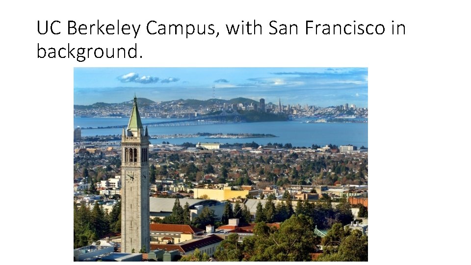 UC Berkeley Campus, with San Francisco in background. 
