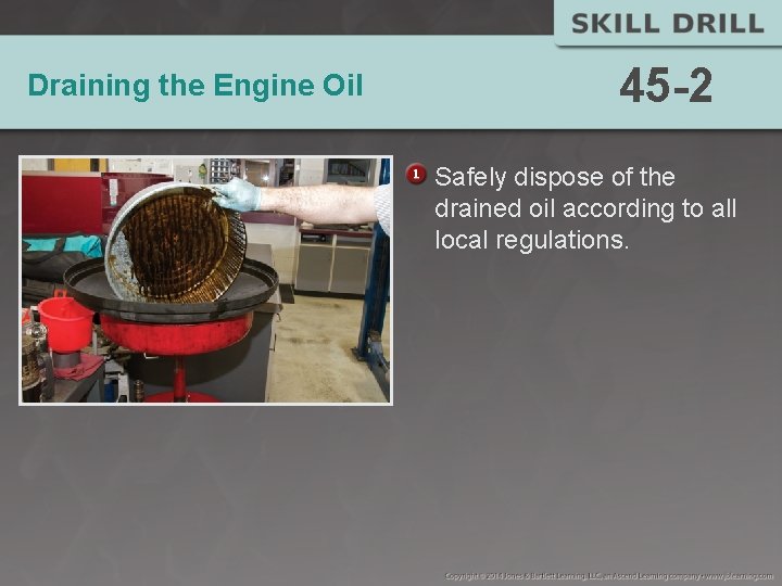 Draining the Engine Oil 45 -2 Safely dispose of the drained oil according to