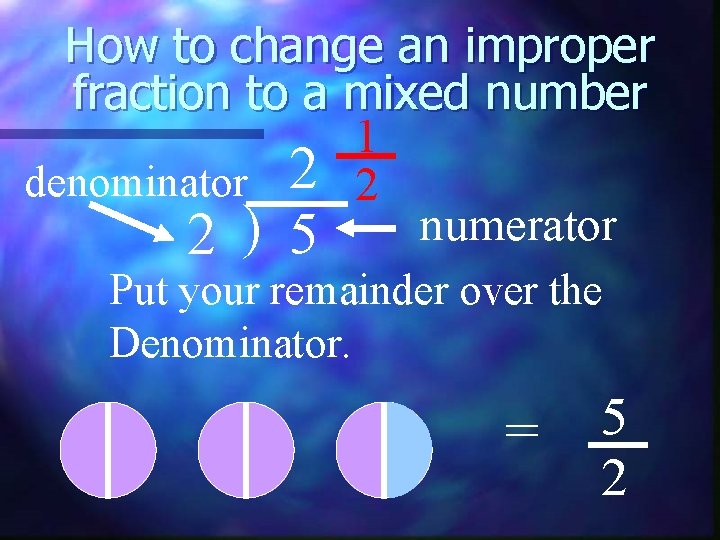 How to change an improper fraction to a mixed number 1 denominator 2 2