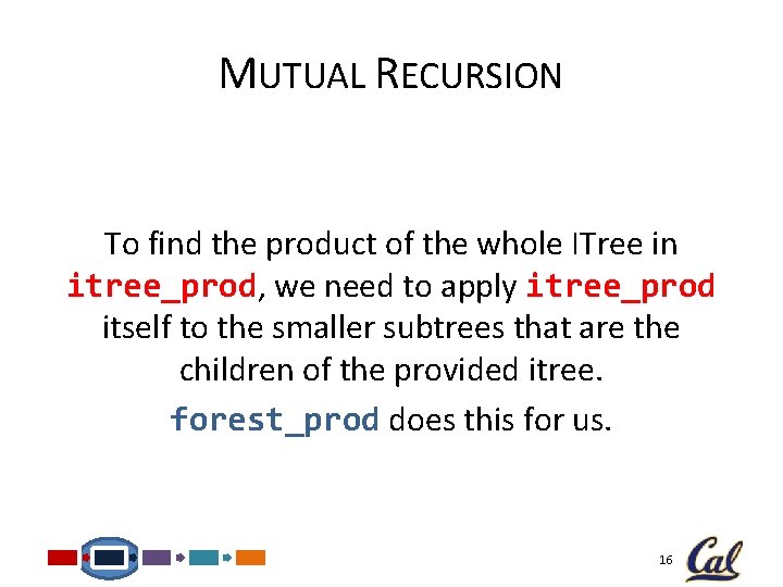 MUTUAL RECURSION To find the product of the whole ITree in itree_prod, we need