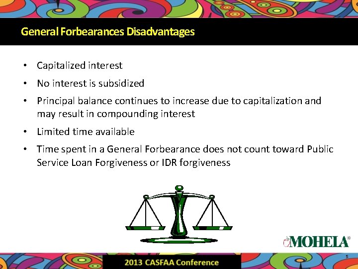 General Forbearances Disadvantages • Capitalized interest • No interest is subsidized • Principal balance