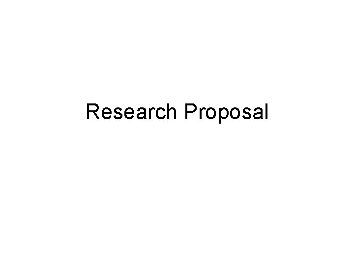 Research Proposal 