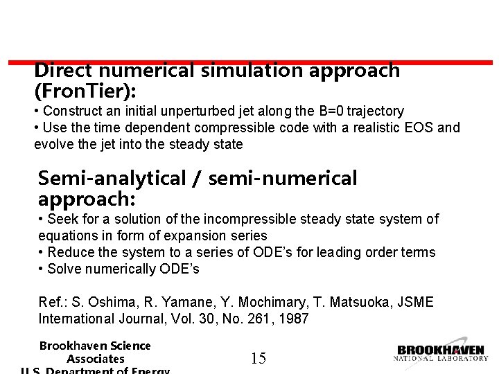 Direct numerical simulation approach (Fron. Tier): • Construct an initial unperturbed jet along the