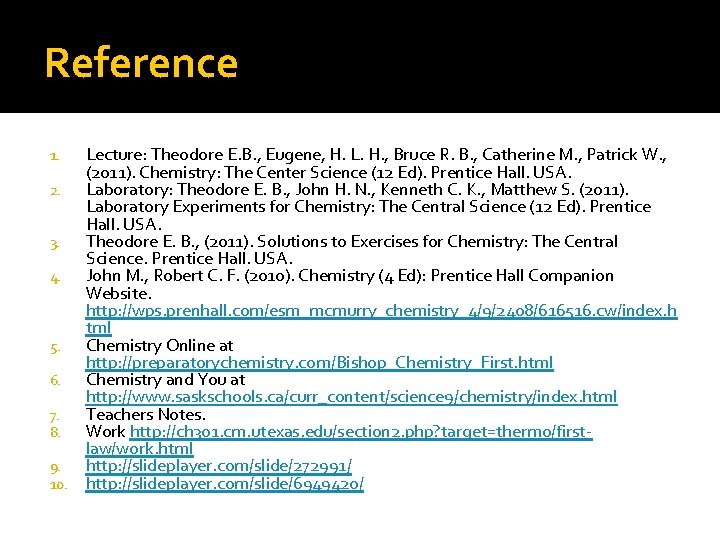 Reference Lecture: Theodore E. B. , Eugene, H. L. H. , Bruce R. B.