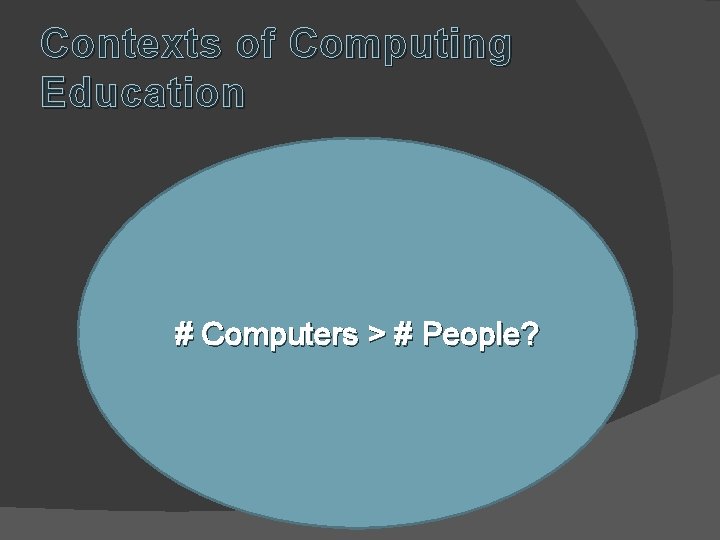 Contexts of Computing Education # Computers > # People? 