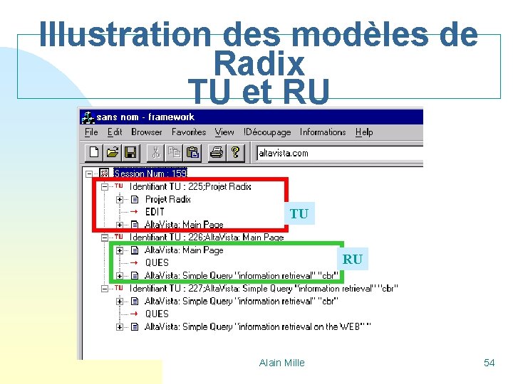 Illustration des modèles de Radix TU et RU TU RU Alain Mille 54 
