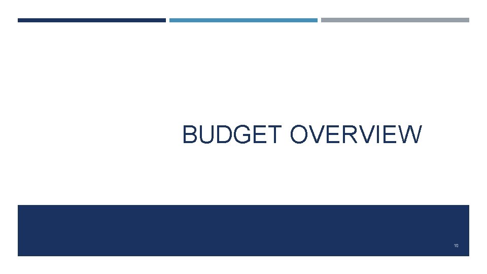 BUDGET OVERVIEW 10 