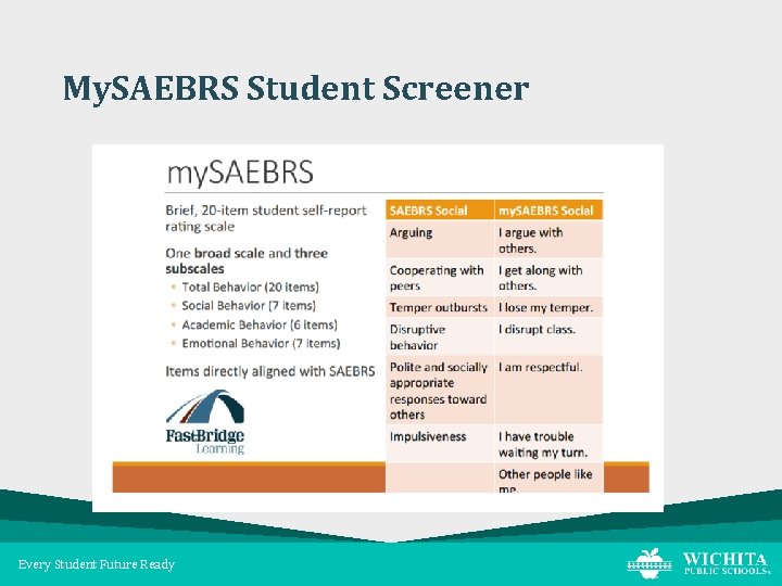 My. SAEBRS Student Screener Every Student Future Ready 