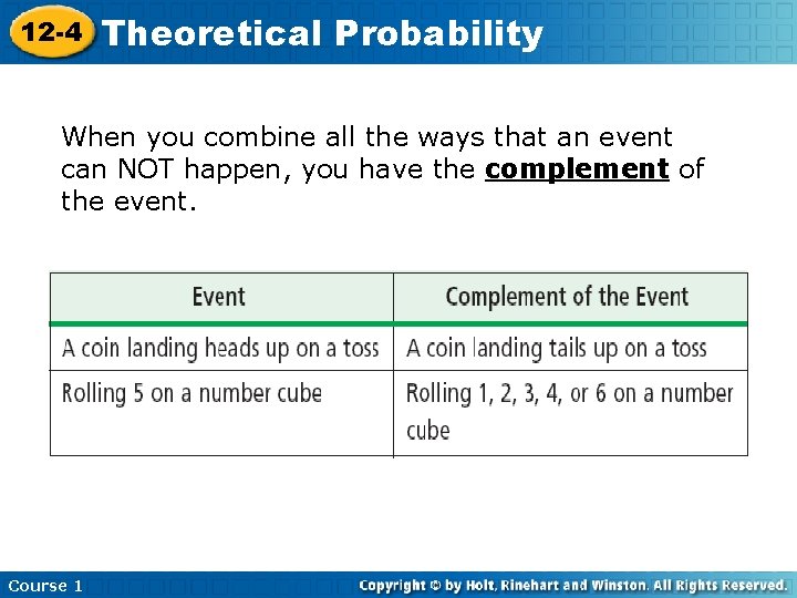 12 -4 Theoretical Probability When you combine all the ways that an event can